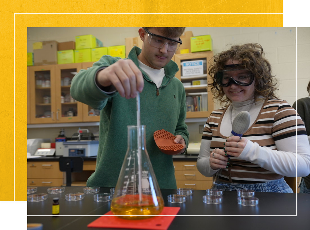 Students in a chemistry lab.