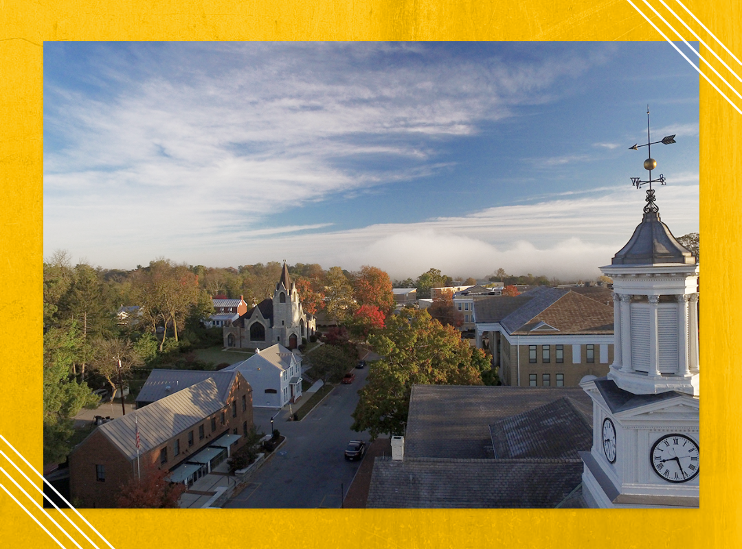 An aerial view of Shepherdstown.