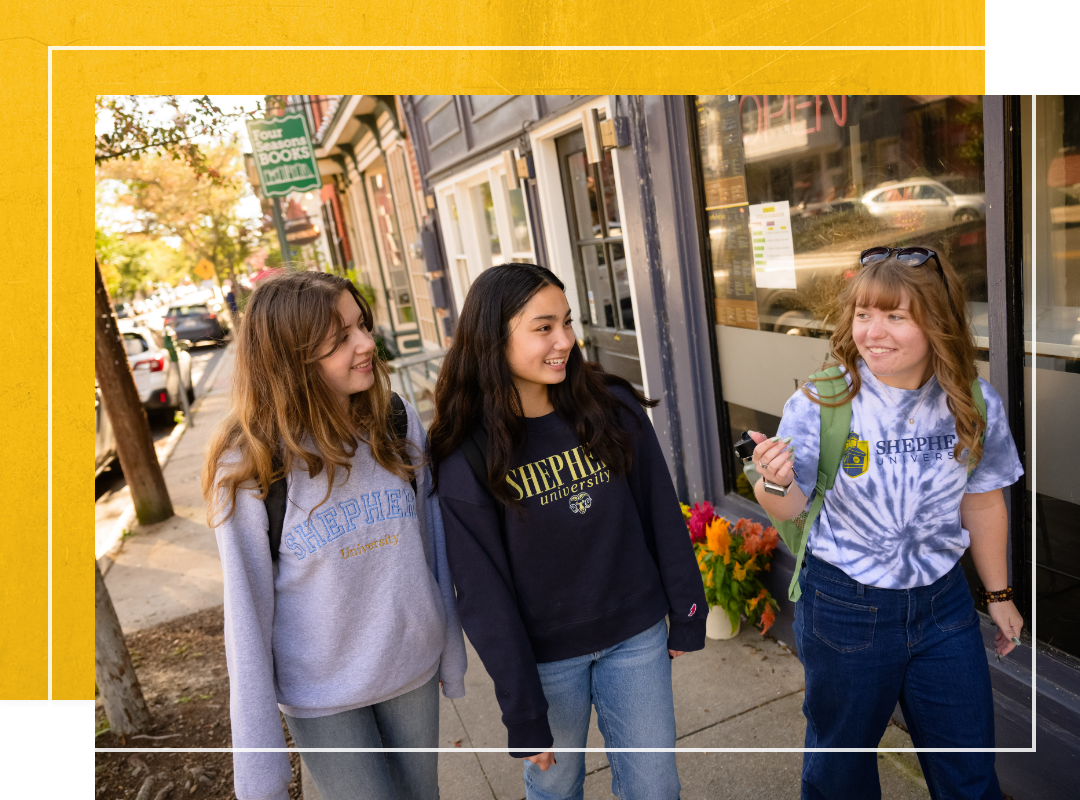 Students walking in Shepherdstown.